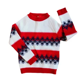1960's Children's White/ Red  Fairisle Jumper  3-4Y