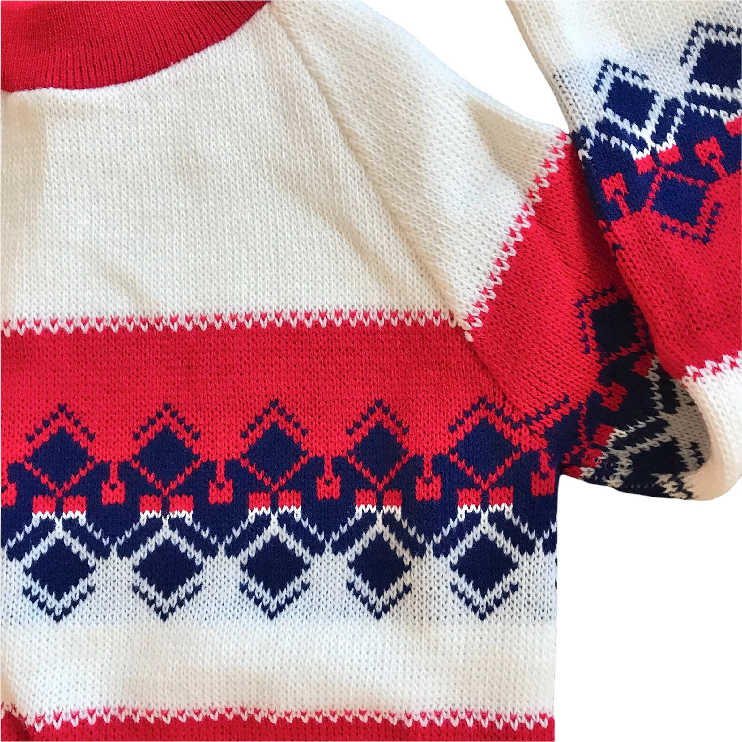 1960's Children's White/ Red  Fairisle Jumper  3-4Y