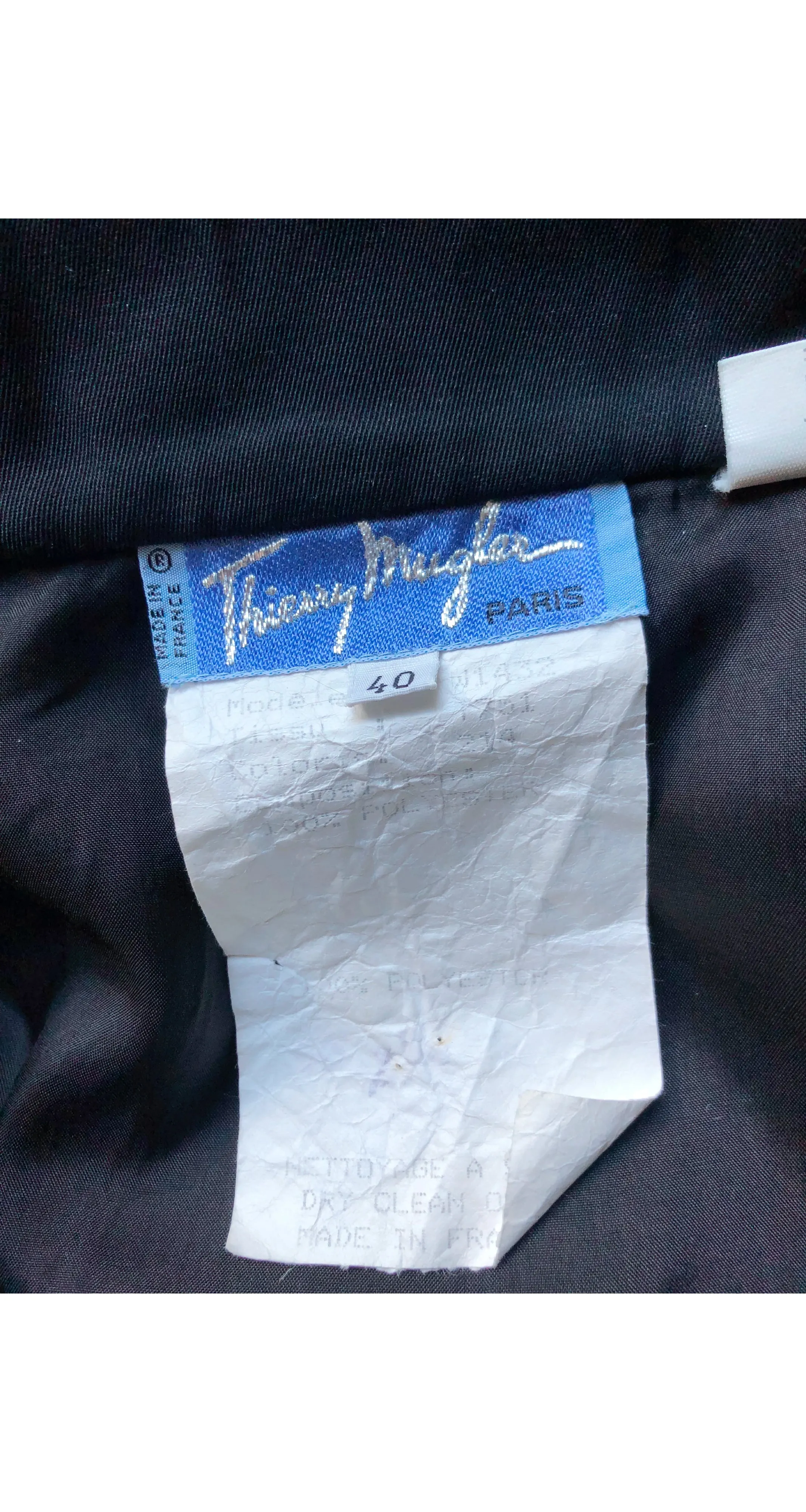 1990s Black Gabardine High-Waisted Pencil Skirt