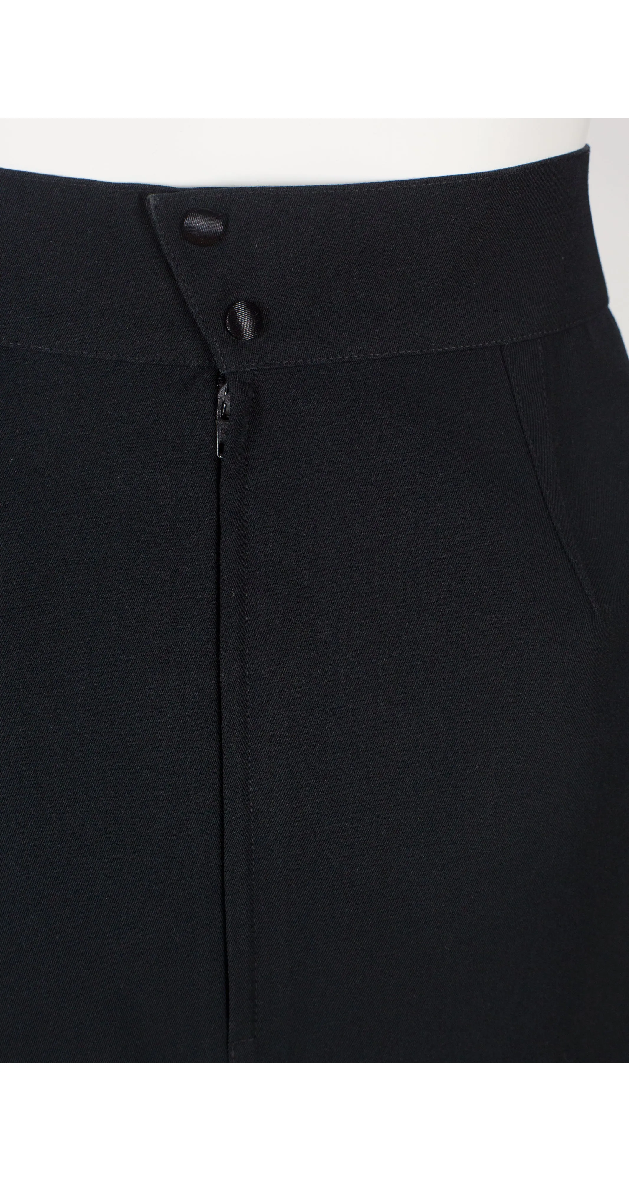 1990s Black Gabardine High-Waisted Pencil Skirt