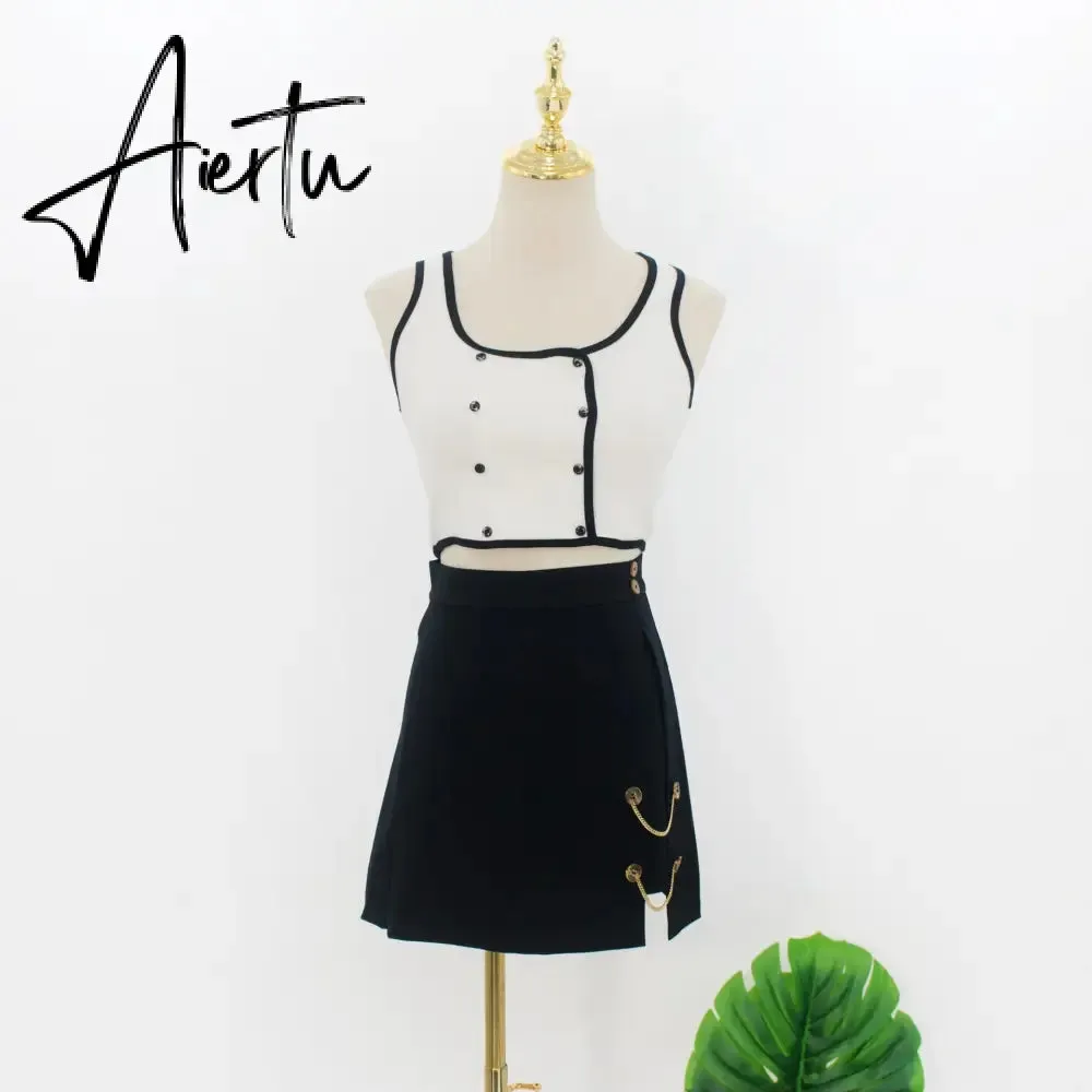 Aiertu new summer loose sexy two piece skirt and top set women fashion crop top and skirt set female clothes