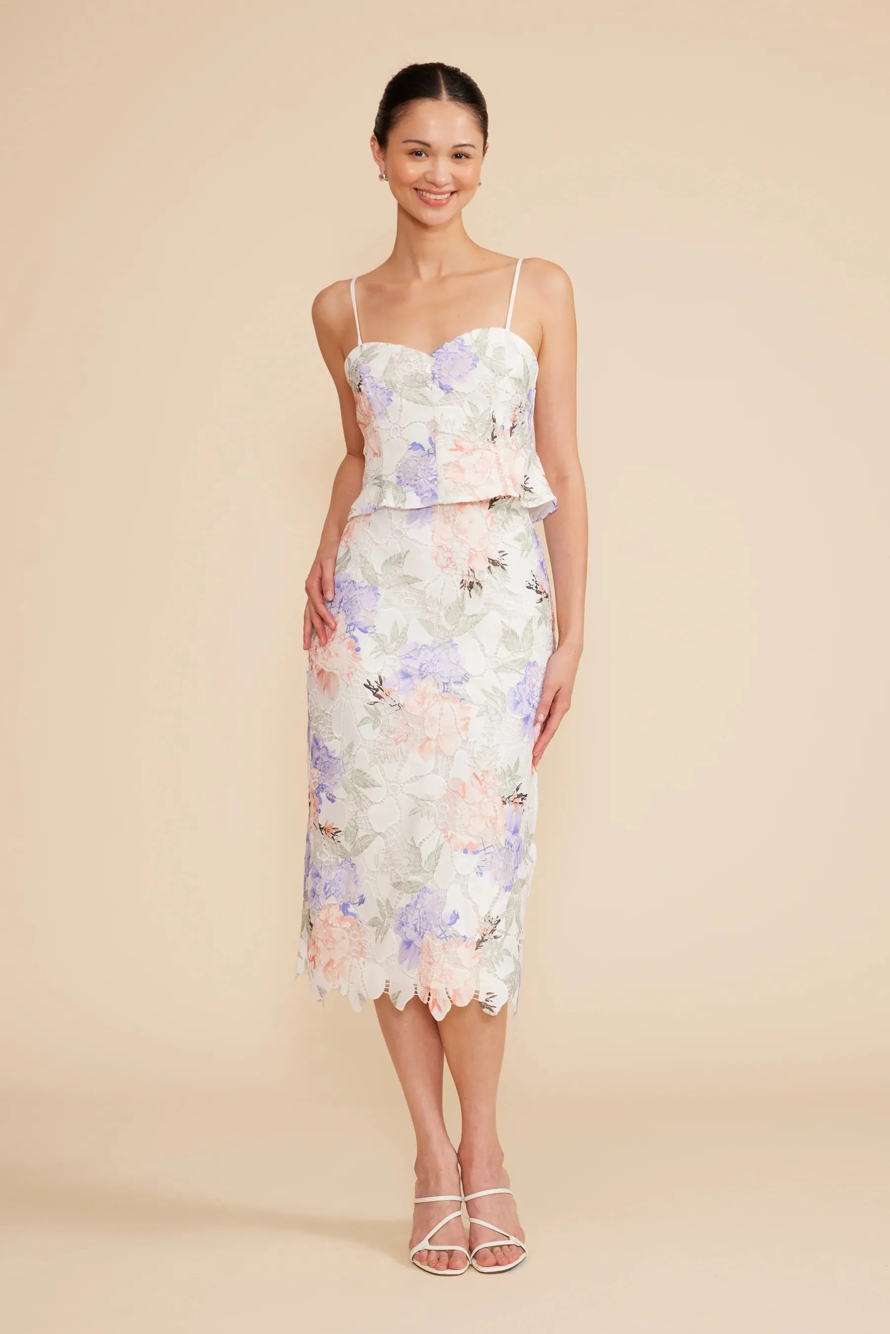 ALISYN LACE MIDI SKIRT-MULTI FLORAL