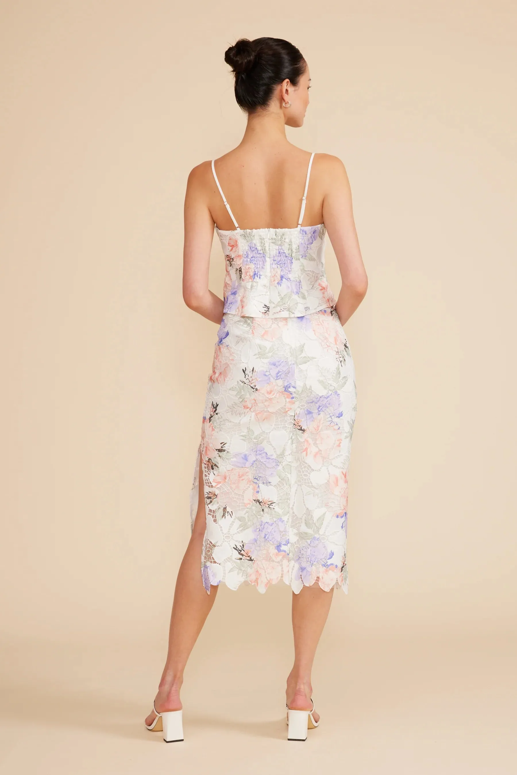 ALISYN LACE MIDI SKIRT-MULTI FLORAL