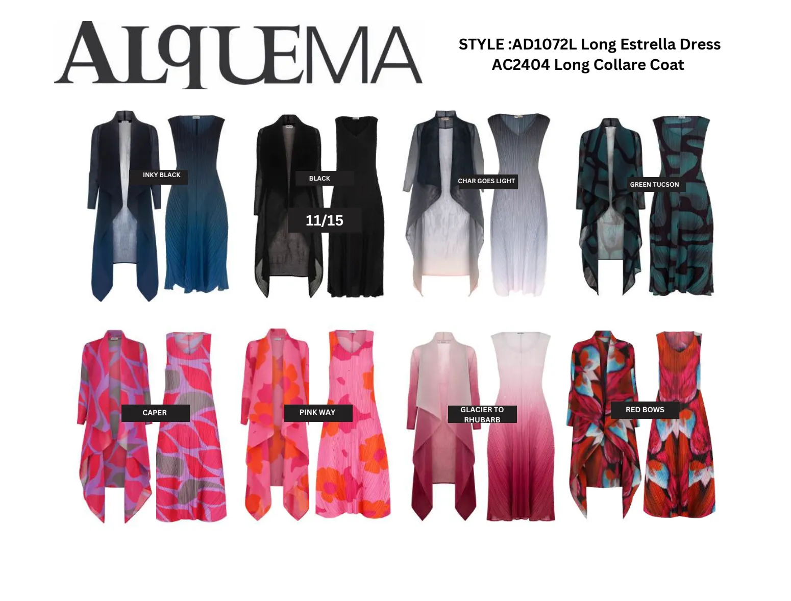 Alquema Long Collare Coat - BLACK RED PINK ROSES