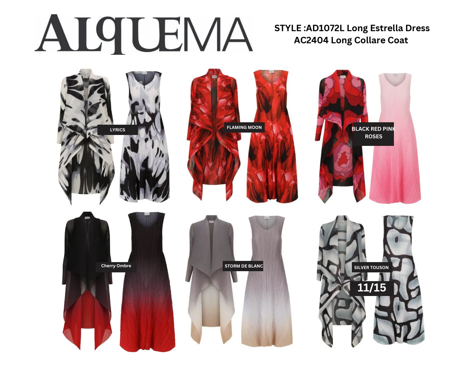 Alquema Long Collare Coat - BLACK RED PINK ROSES