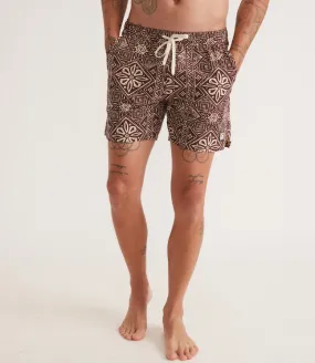 Archive Swim Trunk - Brown Block Print