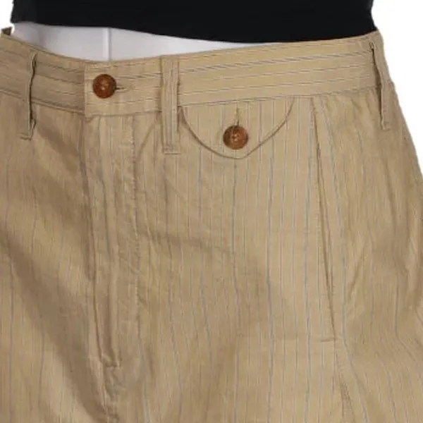 Benetton Midi Skirt - 28W UK 8 Beige Cotton