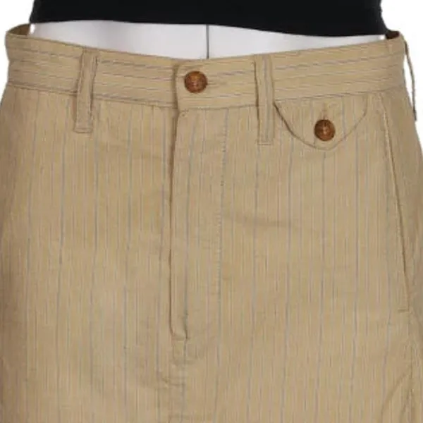 Benetton Midi Skirt - 28W UK 8 Beige Cotton