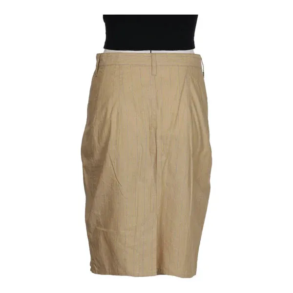 Benetton Midi Skirt - 28W UK 8 Beige Cotton