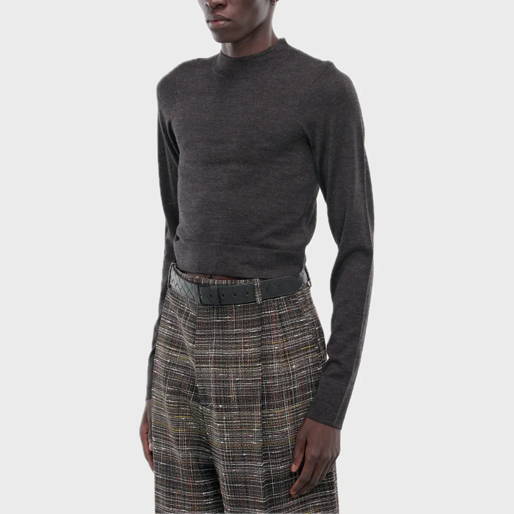 BLACK CREWNECK WOOL JUMPER
