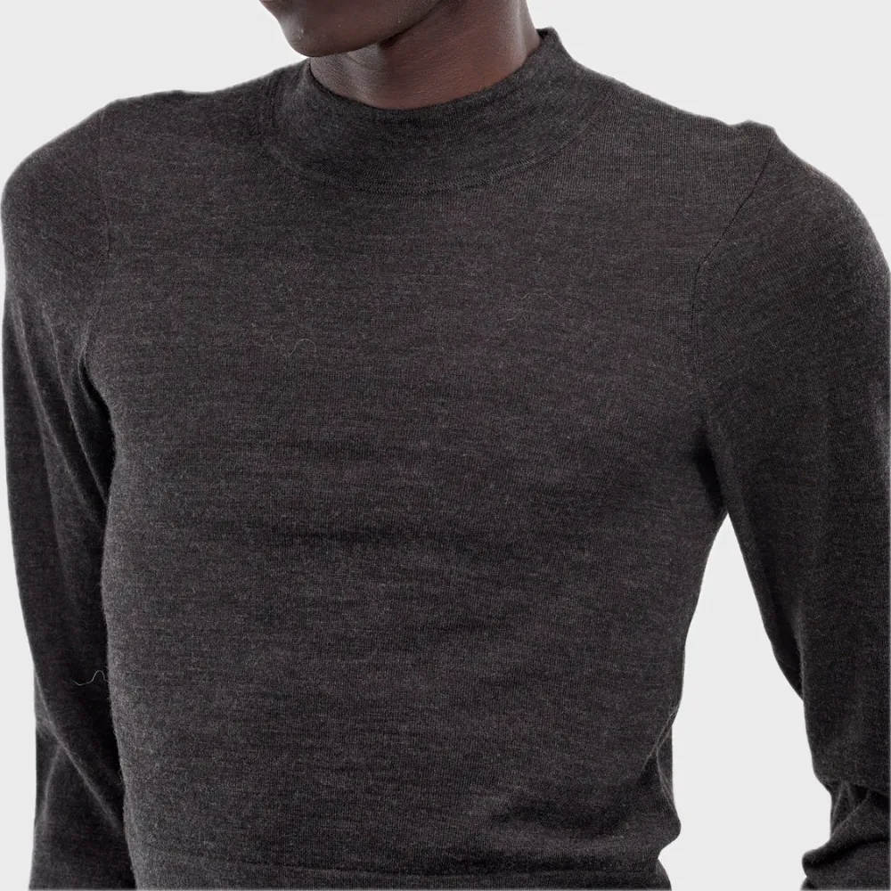 BLACK CREWNECK WOOL JUMPER