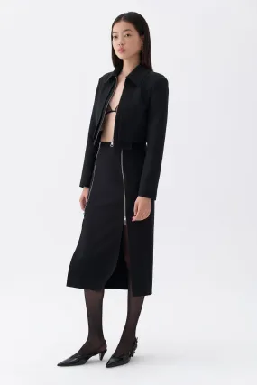 Black Pencil Skirt with Zipper Design