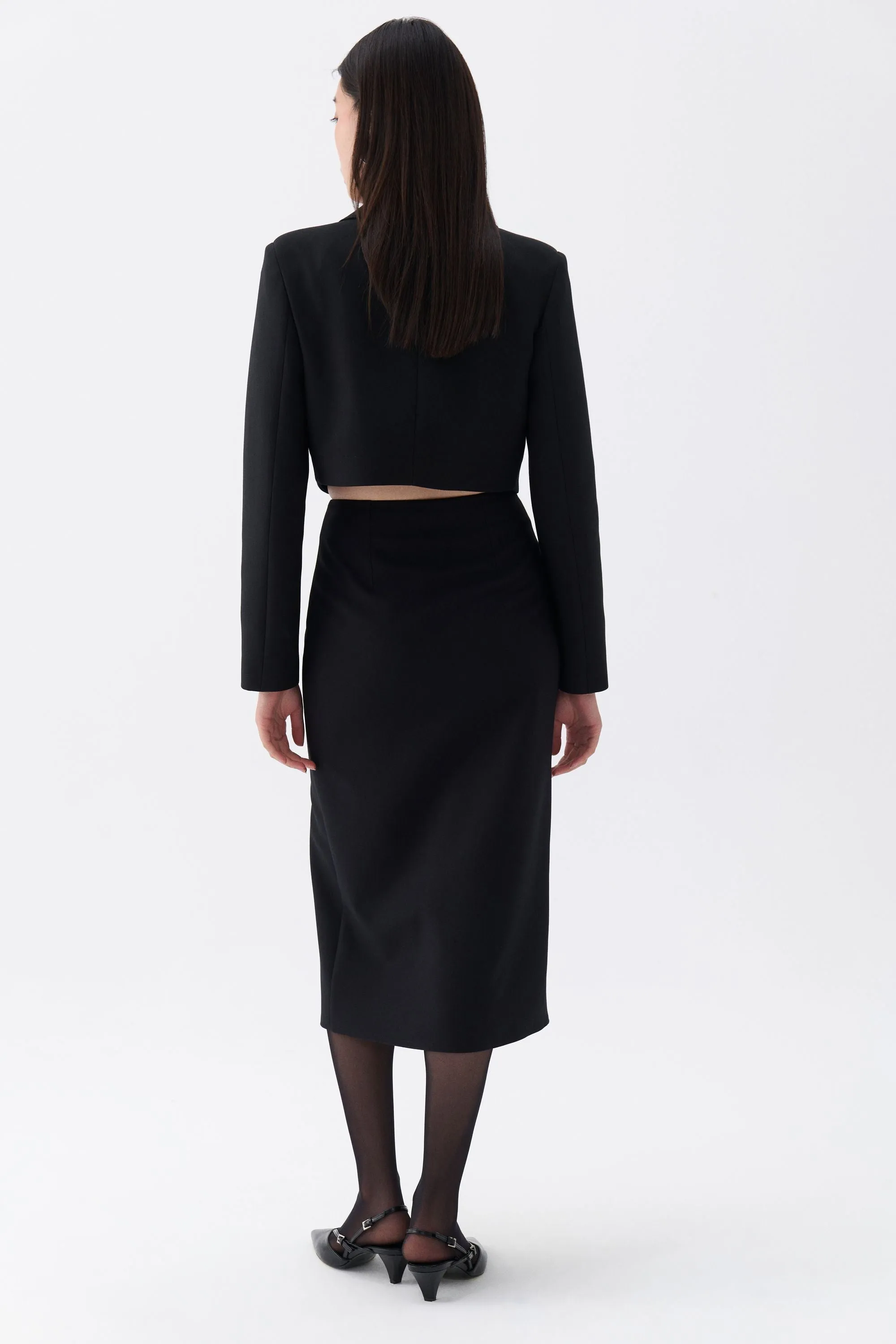 Black Pencil Skirt with Zipper Design