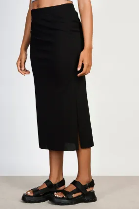 Black ribbed pencil skirt