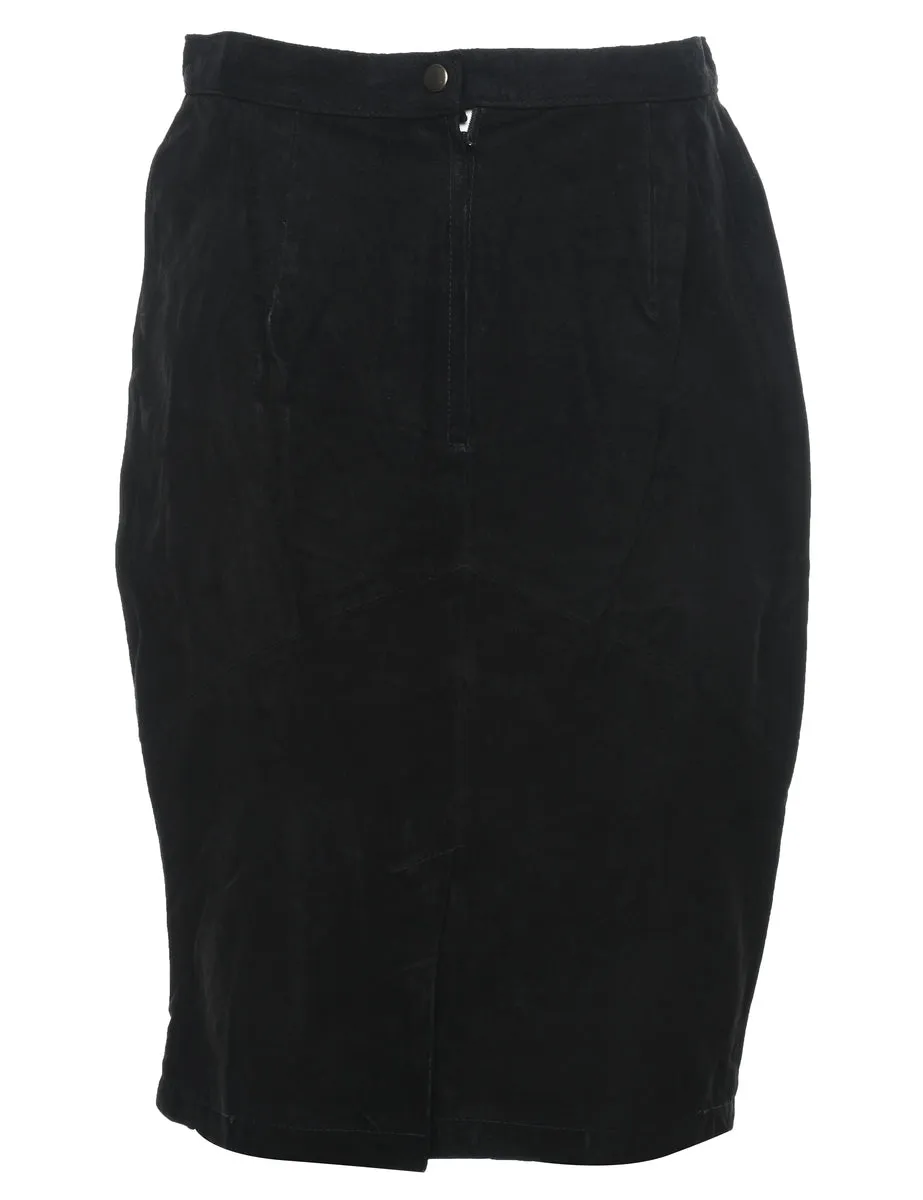 Black Suede Pencil Skirt - M