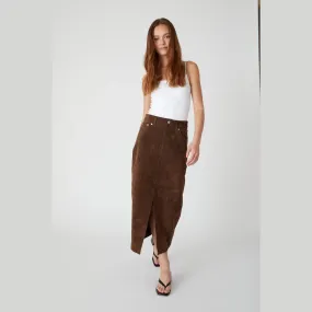 BlankNYC Black Coffee Leather Midi Skirt