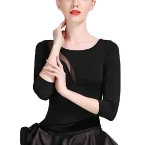 Boat Neck 3/4 Sleeve Dance Leotard with Cutouts