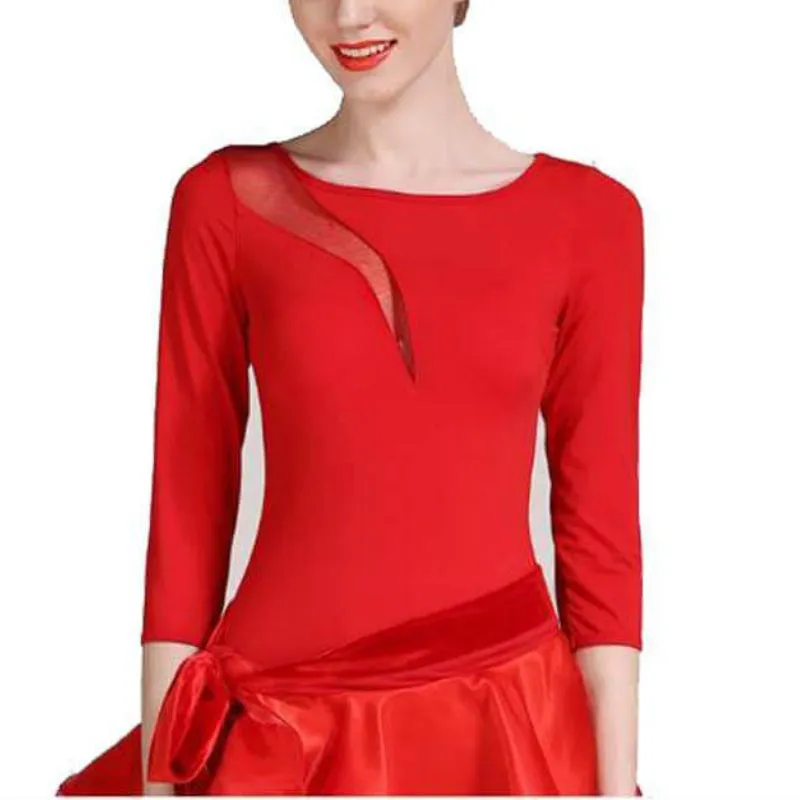 Boat Neck 3/4 Sleeve Dance Leotard with Cutouts