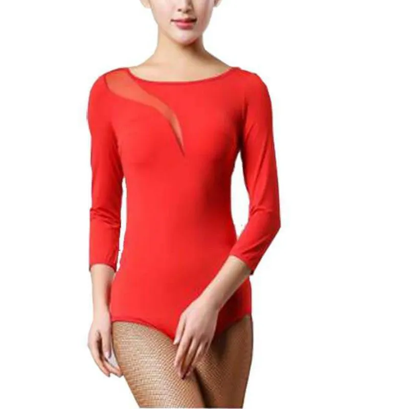 Boat Neck 3/4 Sleeve Dance Leotard with Cutouts