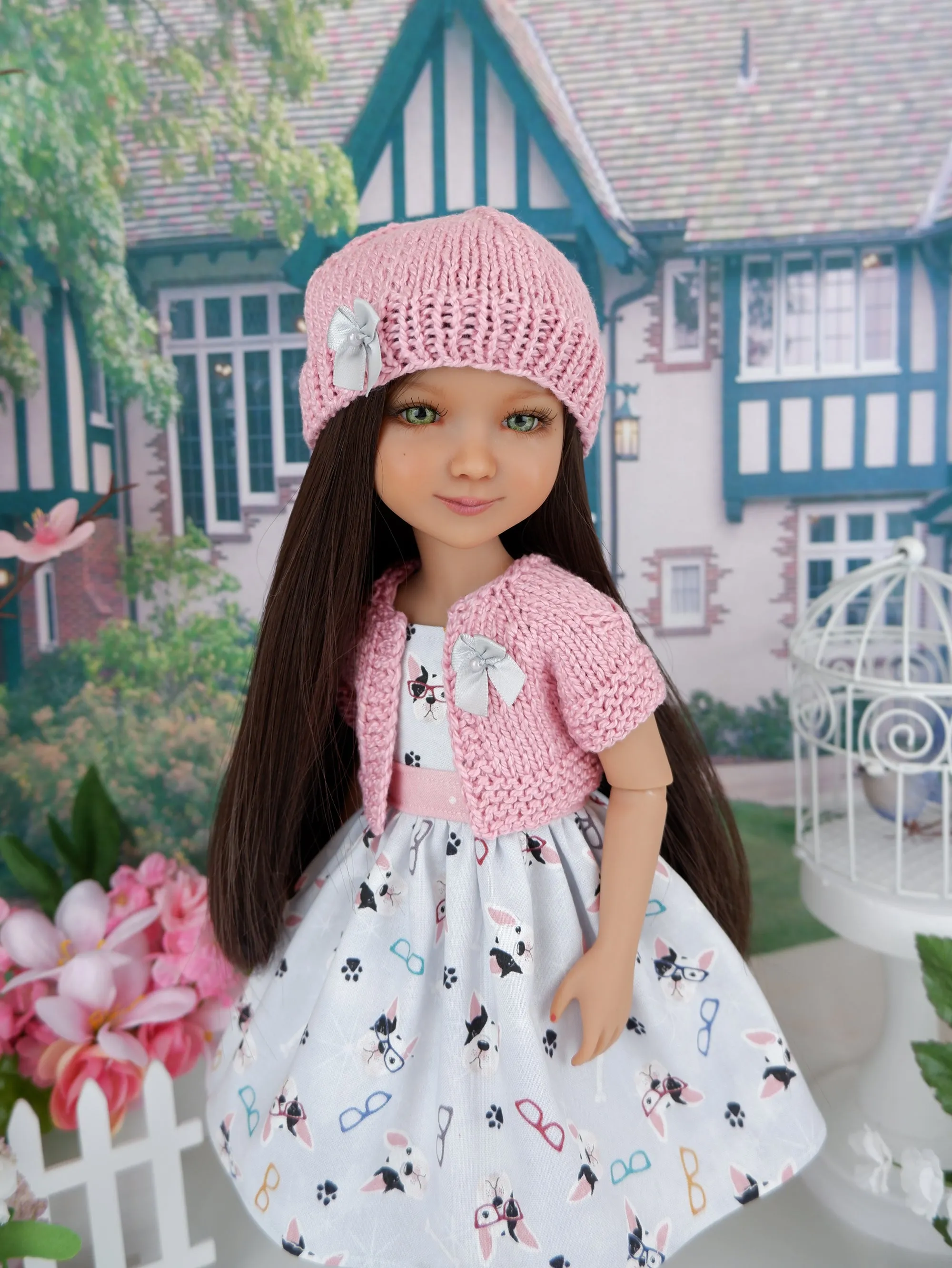 Boston Terrier - dress and sweater set with shoes for Ruby Red Fashion Friends doll