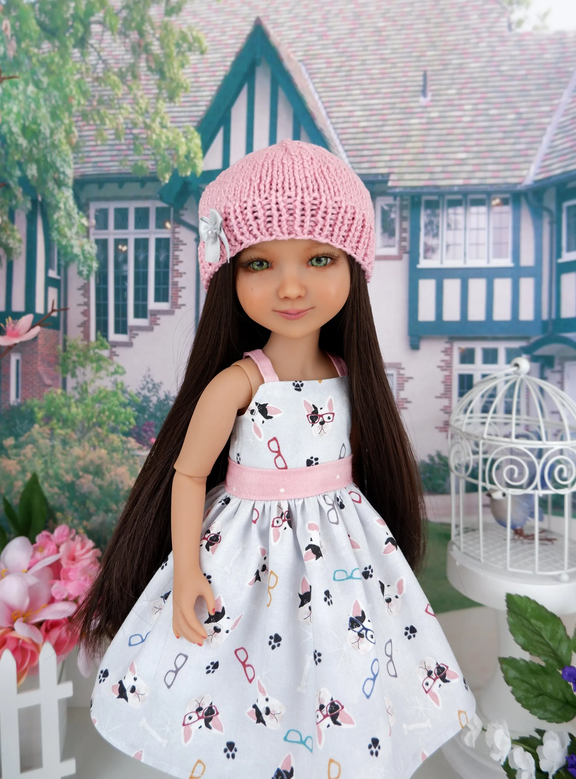 Boston Terrier - dress and sweater set with shoes for Ruby Red Fashion Friends doll