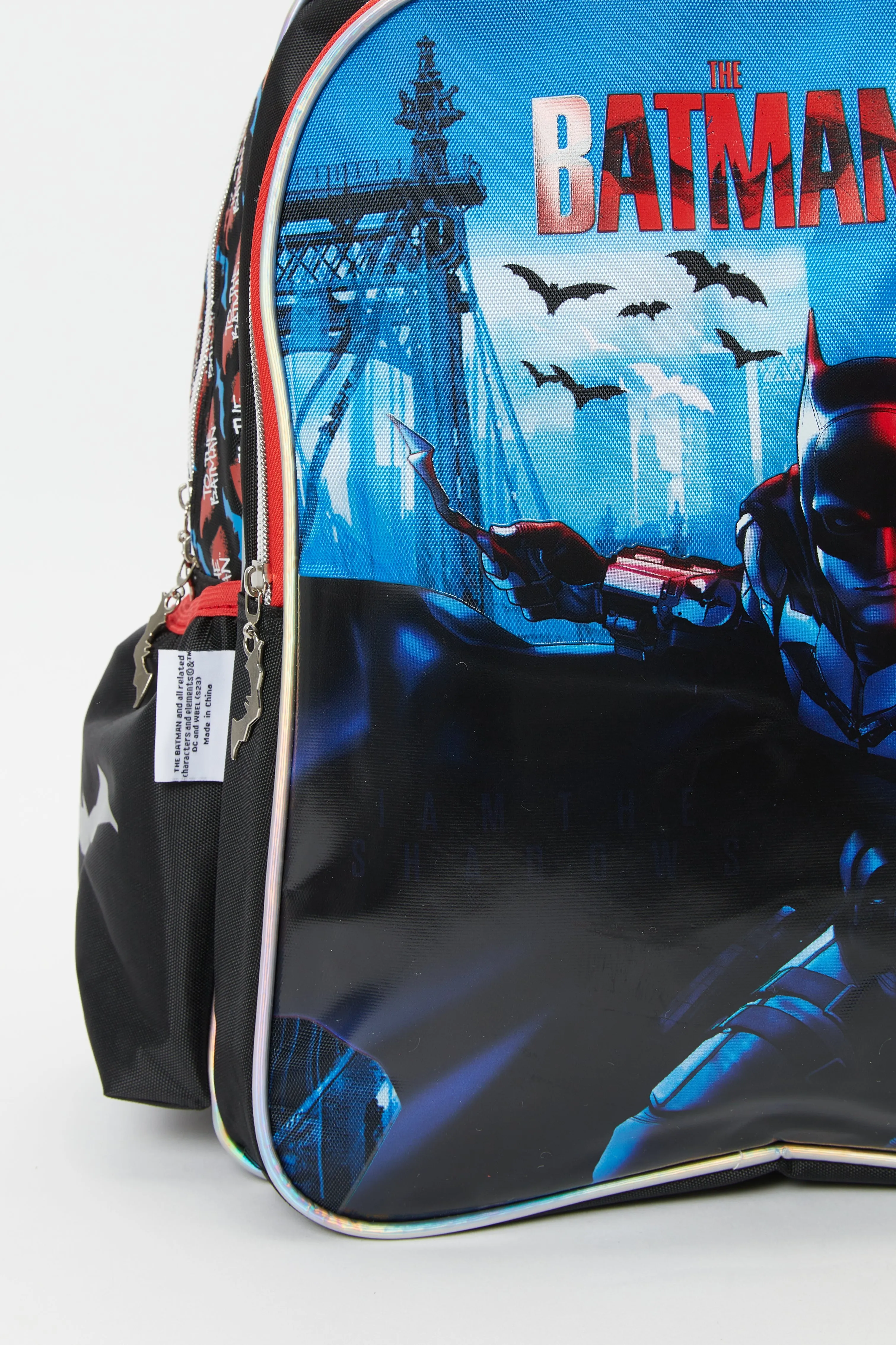 Boys Black And Red Batman Print 16" Backpack