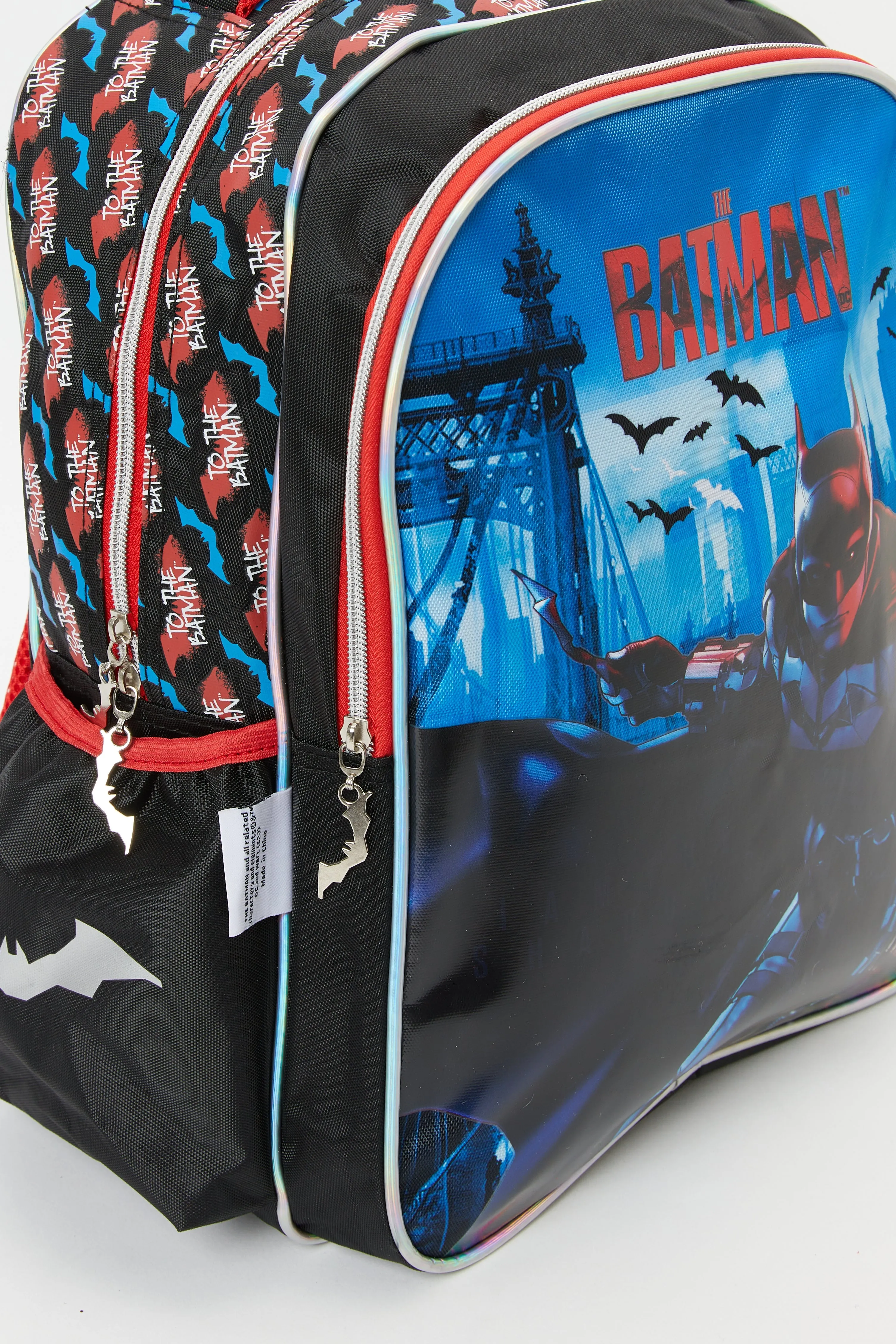 Boys Black And Red Batman Print 16" Backpack