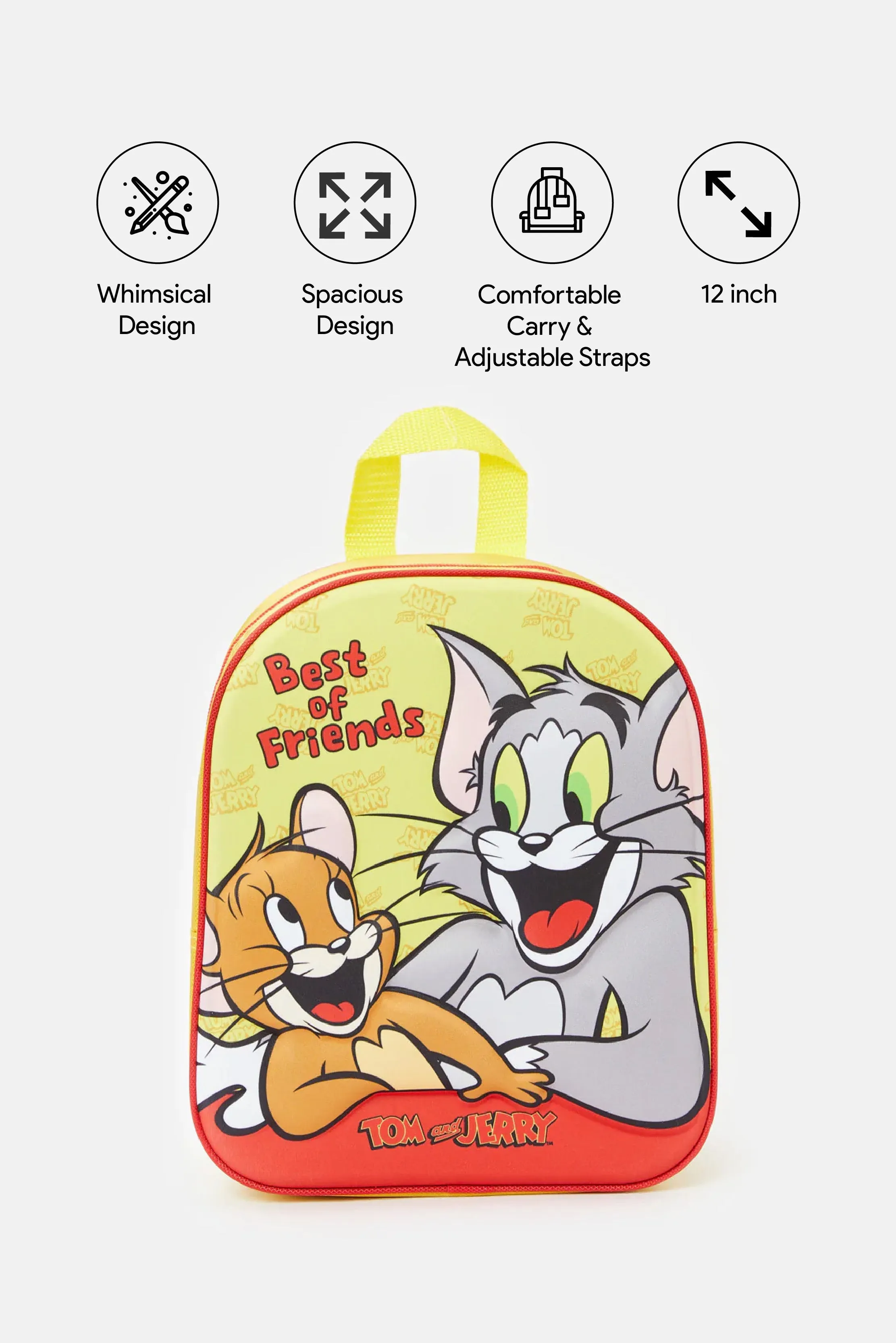 Boys Yellow Tom And Jerry 3D Backpack