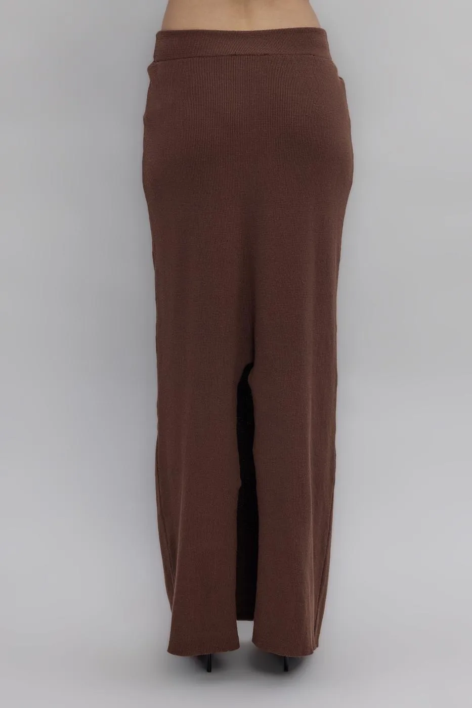 Brown Knit Maxi Pencil Skirt