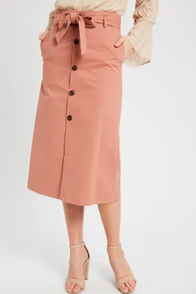 BUTTON DOWN WAIST TIE MID SKIRTS FINAL SALE NO RETURNS OR EXCHANGES