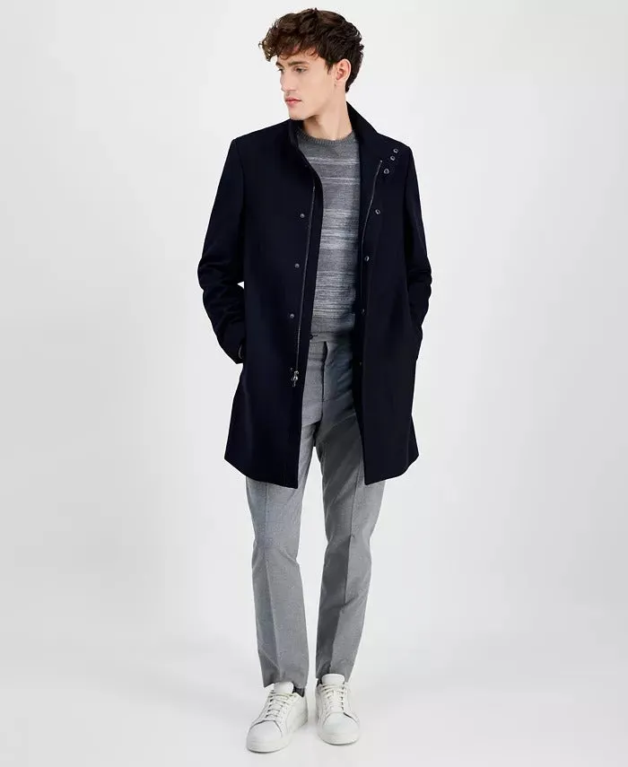 Calvin Klein Men's Mayden Slim-Fit Wool Blend Overcoat Coat 44R Navy Blue Wool