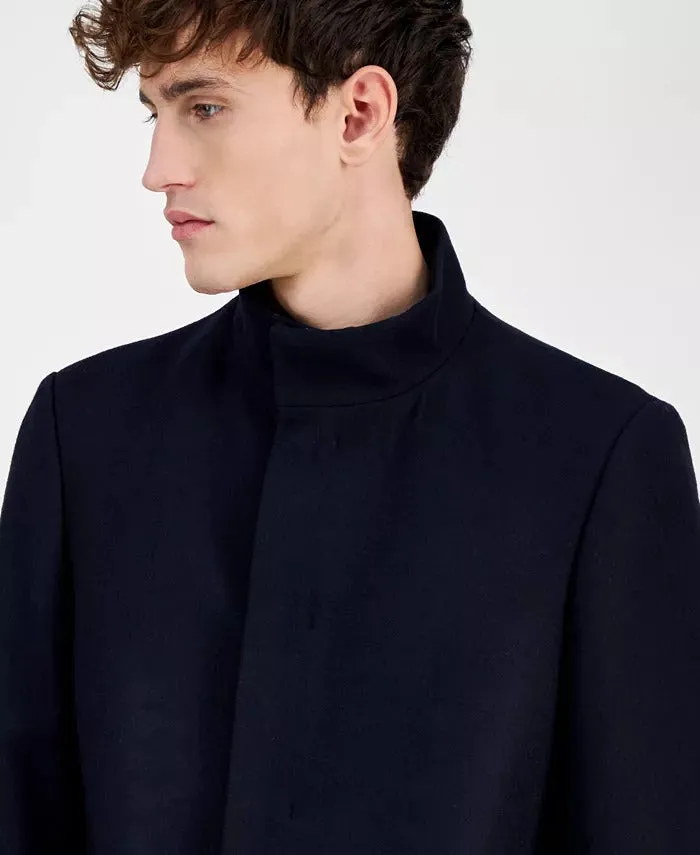 Calvin Klein Men's Mayden Slim-Fit Wool Blend Overcoat Coat 44R Navy Blue Wool