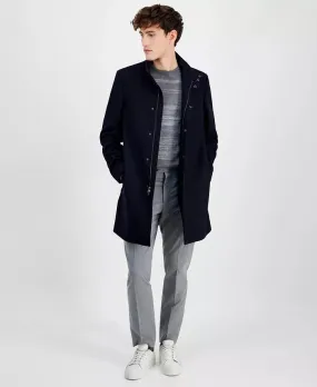 Calvin Klein Men's Mayden Slim-Fit Wool Blend Overcoat Coat 44R Navy Blue Wool