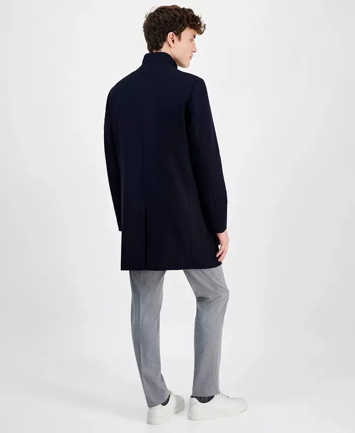Calvin Klein Men's Mayden Slim-Fit Wool Blend Overcoat Coat 44R Navy Blue Wool