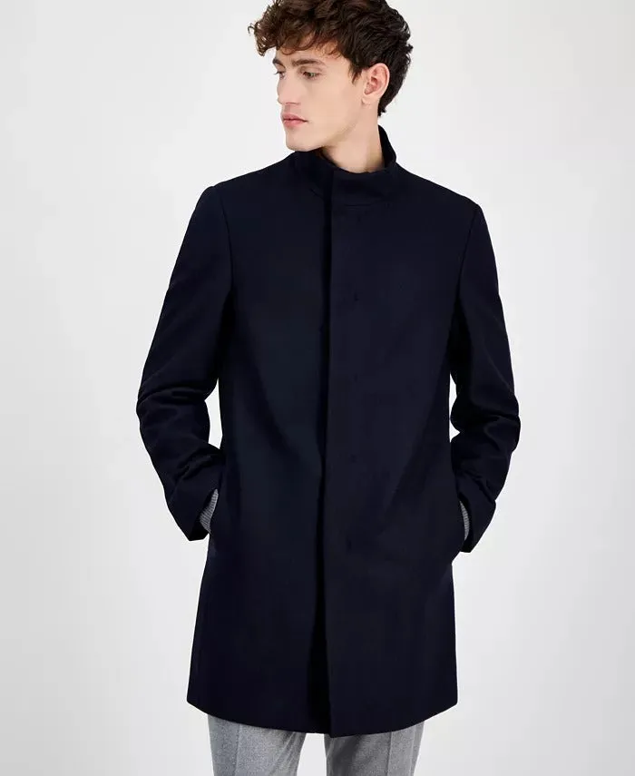 Calvin Klein Men's Mayden Slim-Fit Wool Blend Overcoat Coat 44R Navy Blue Wool