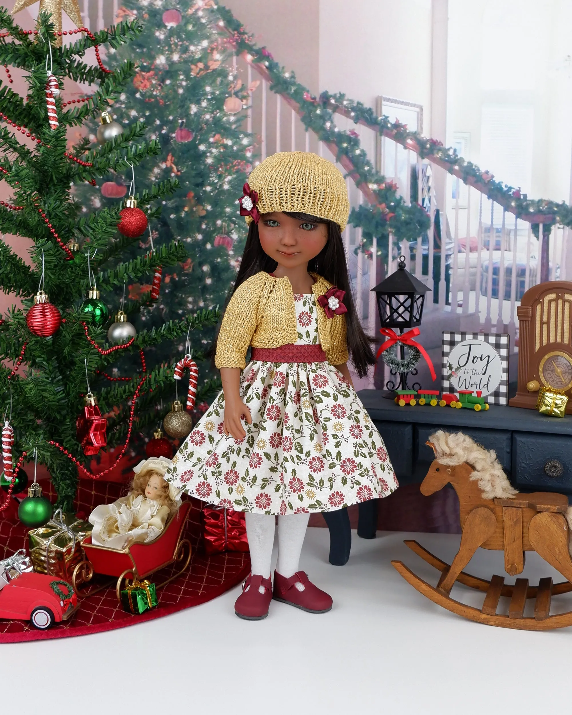 Christmas Splendor - dress and sweater set with shoes for Ruby Red Fashion Friends doll