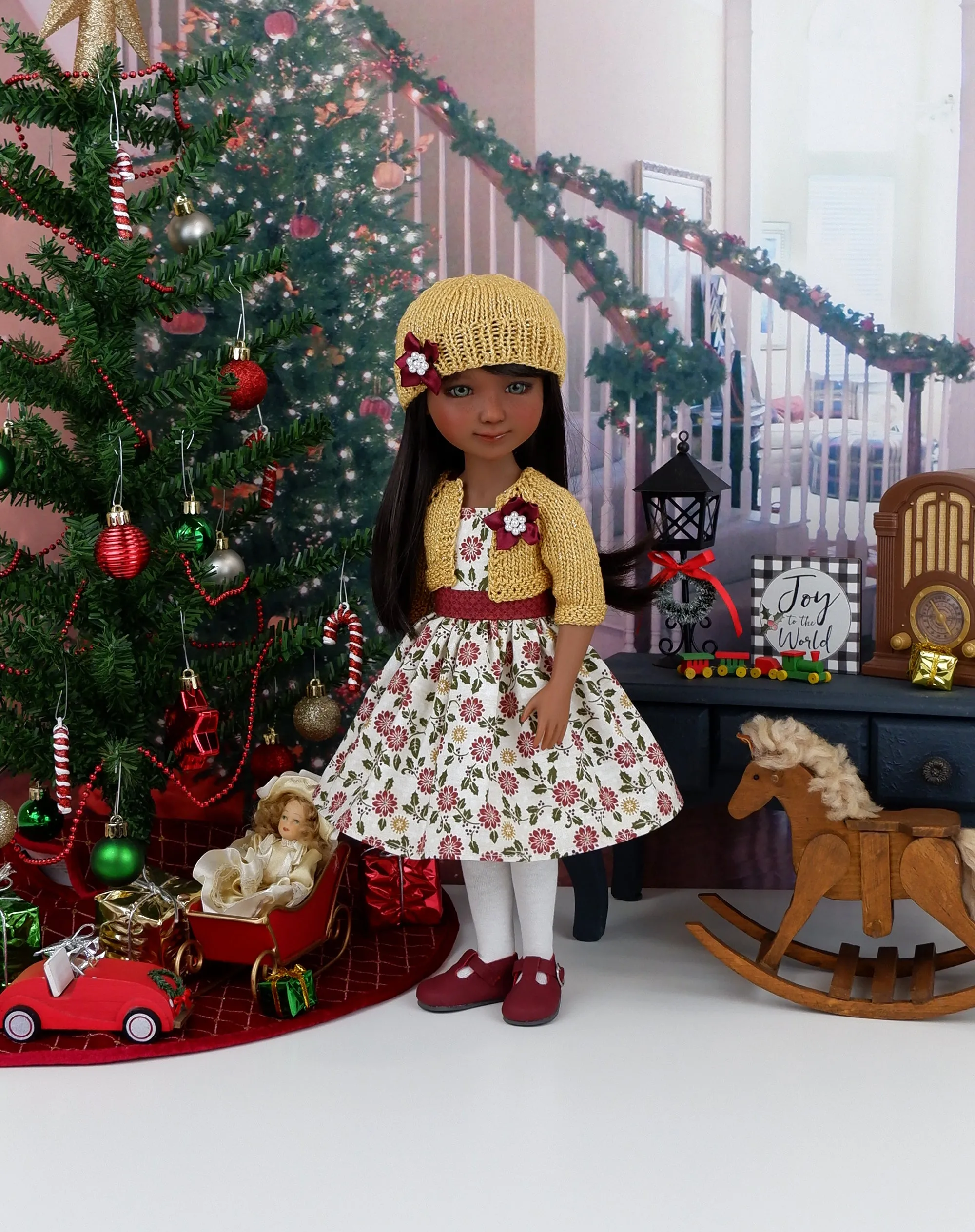 Christmas Splendor - dress and sweater set with shoes for Ruby Red Fashion Friends doll