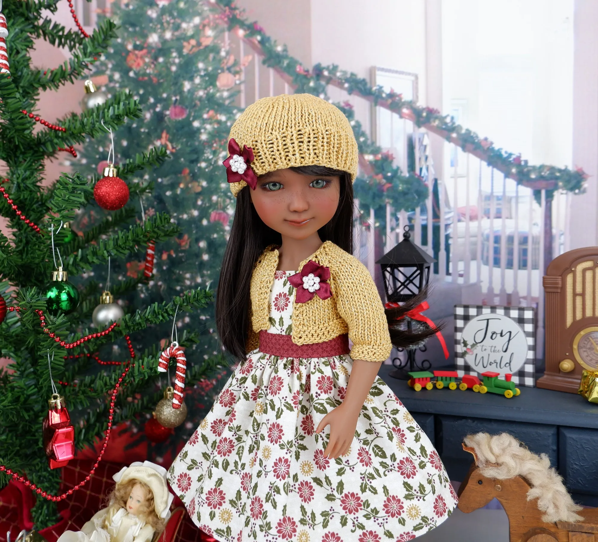 Christmas Splendor - dress and sweater set with shoes for Ruby Red Fashion Friends doll
