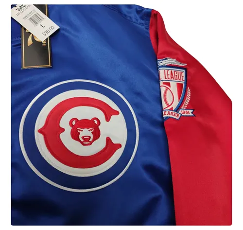 CLEVELAND BEARS NATIONAL LEAGUE BASEBALL BOMBER JACKET IN RED BLUE