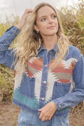Contrast Denim Western Jacket