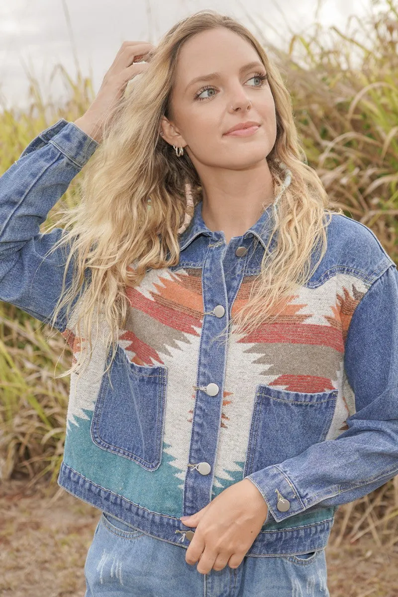 Contrast Denim Western Jacket