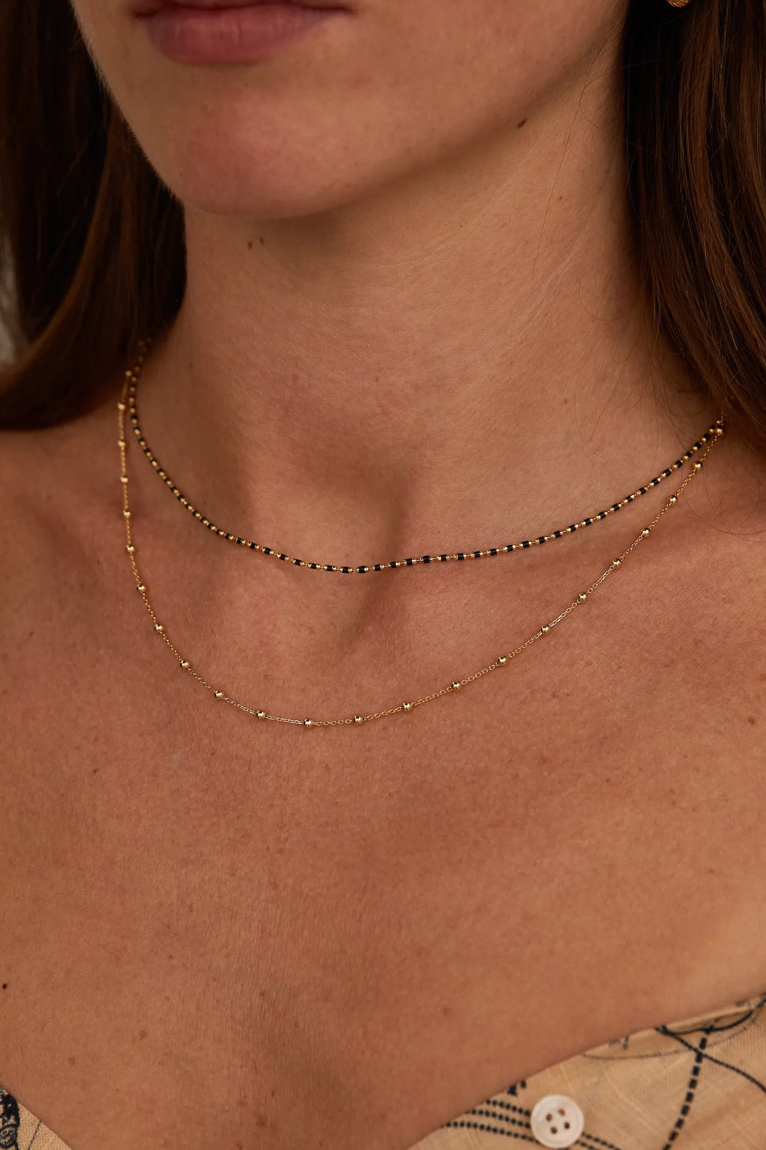 Coral Bit Gold Necklace - Black