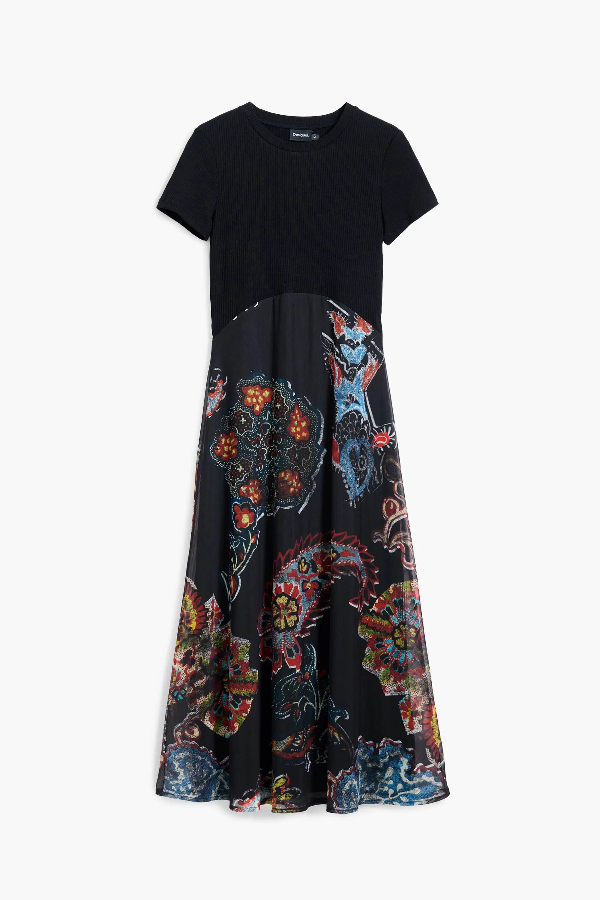 Desigual Paisley Mesh Midi Dress designed by Mr. Christian Lacroix 25SWVK32