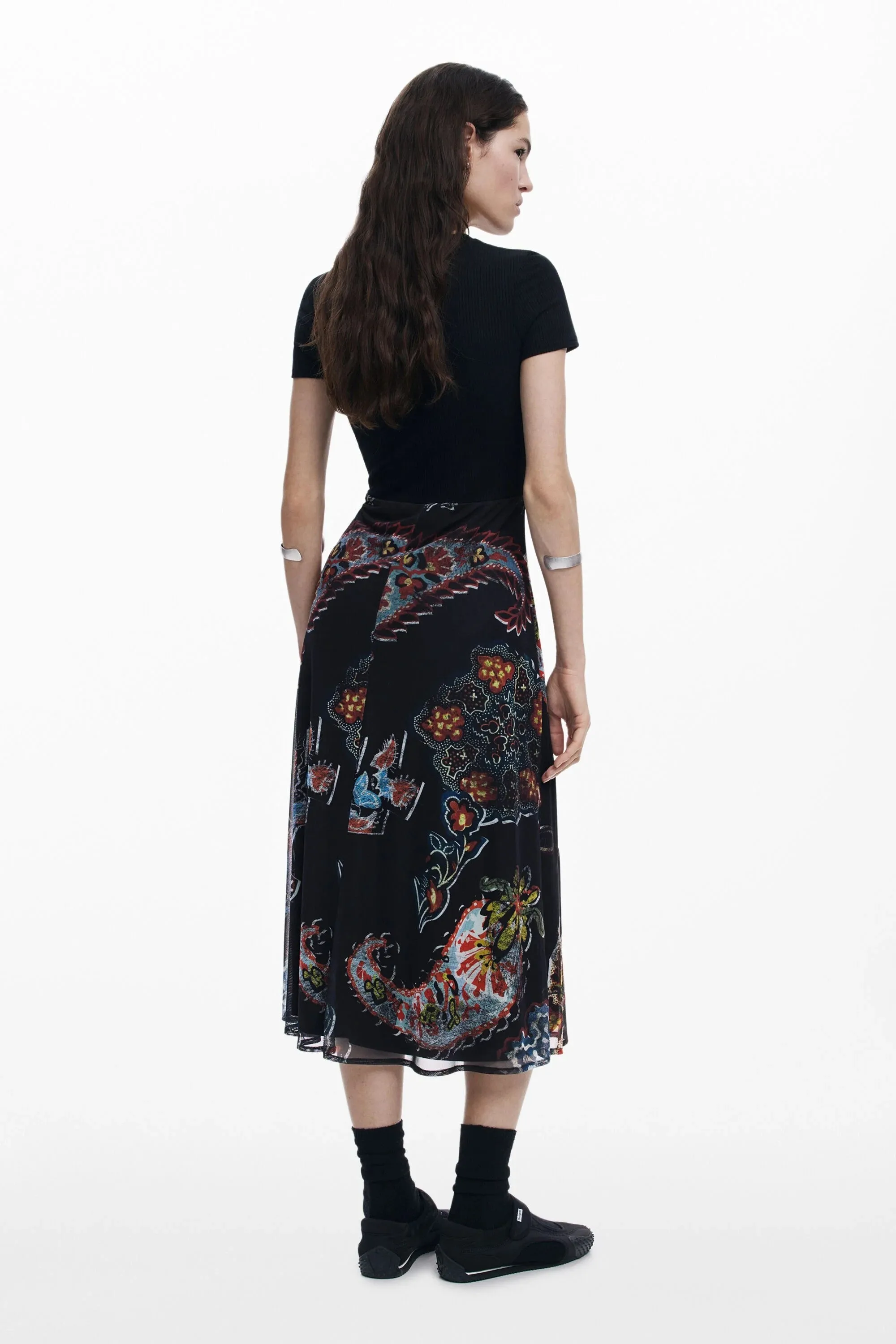 Desigual Paisley Mesh Midi Dress designed by Mr. Christian Lacroix 25SWVK32
