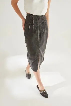 Drew Black Denim Skirt