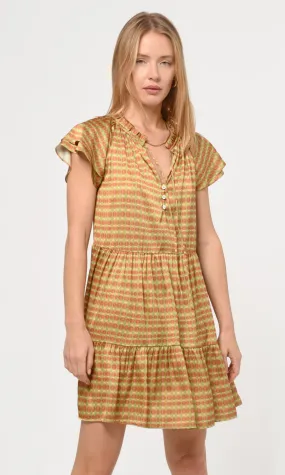 Ena Pull Over Flutter Sleeve Printed Dress