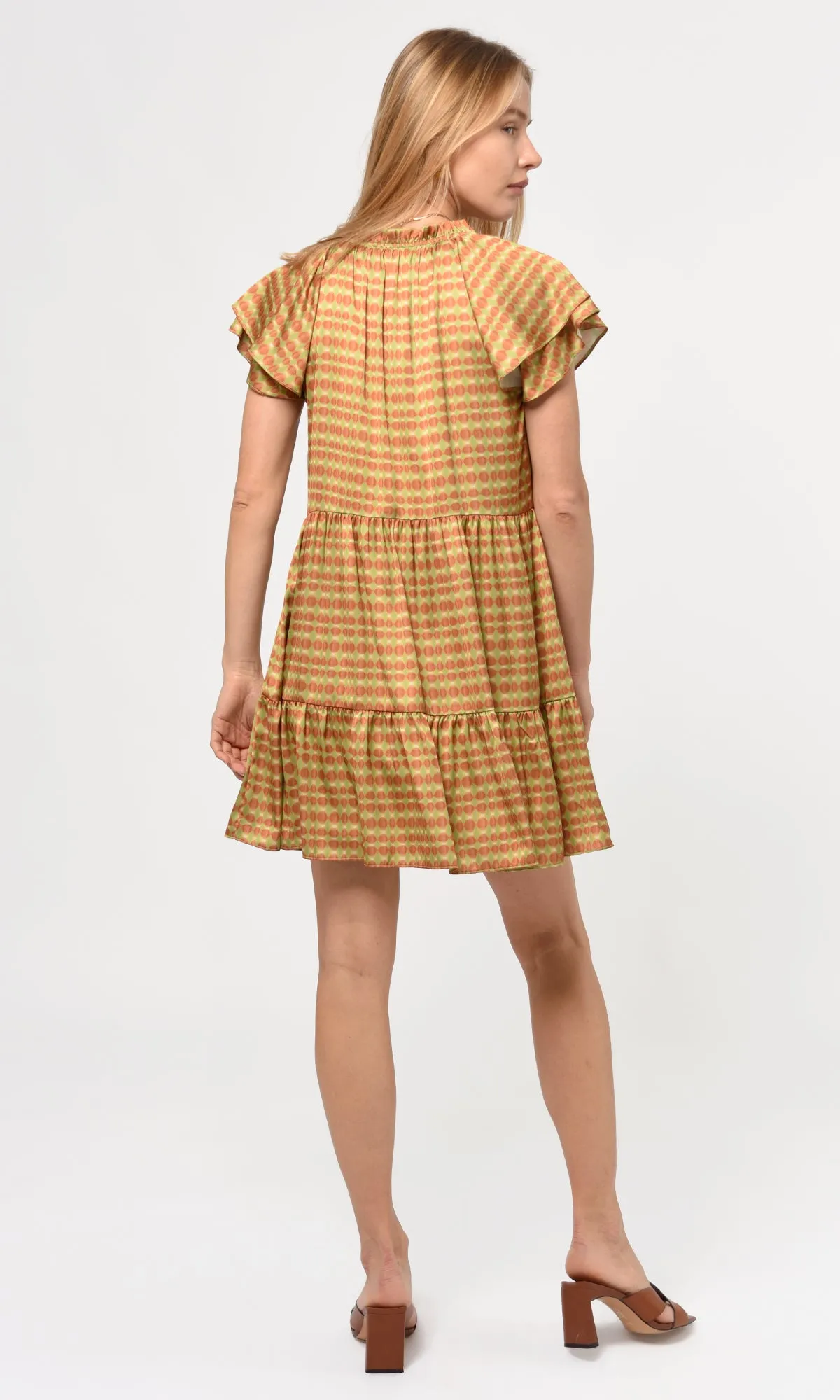 Ena Pull Over Flutter Sleeve Printed Dress