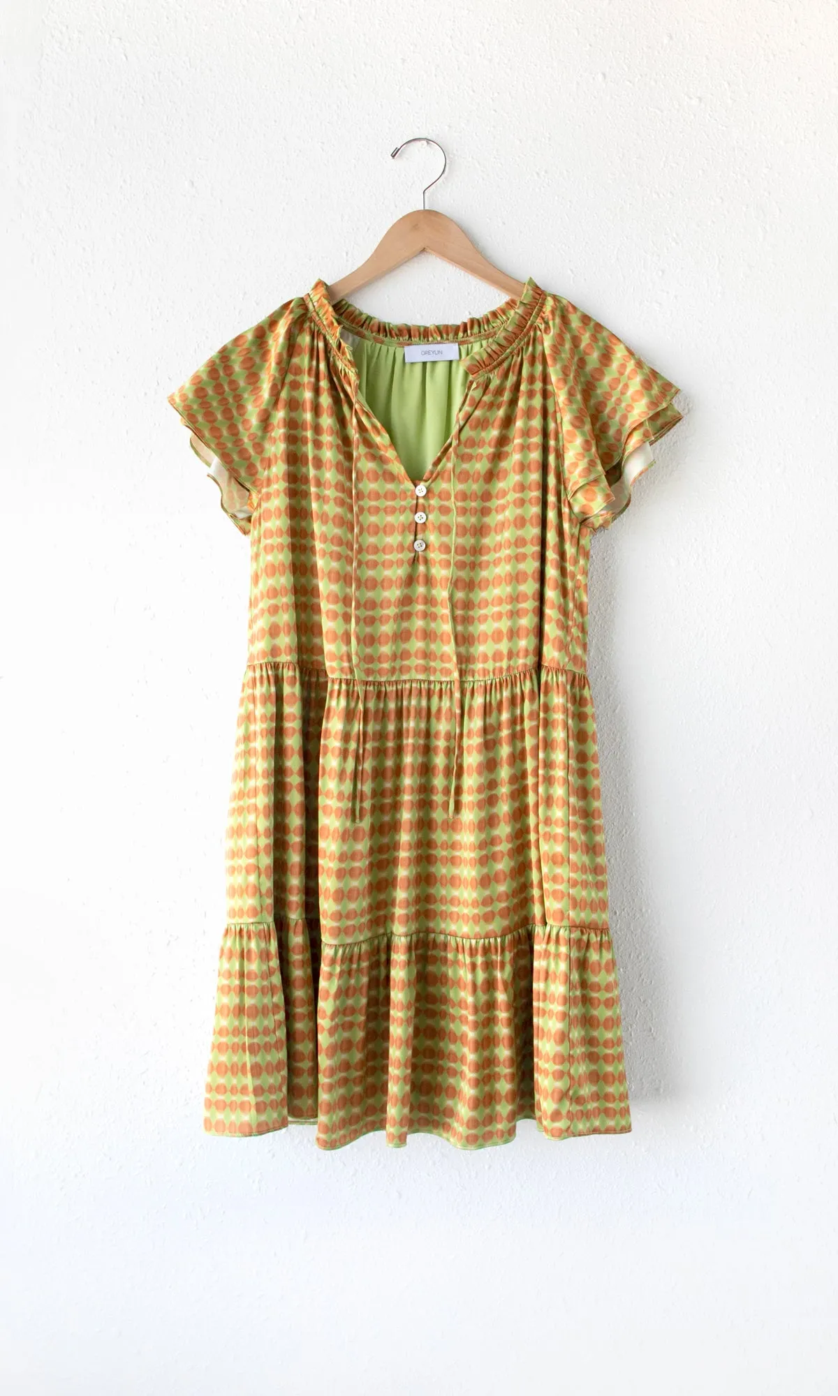 Ena Pull Over Flutter Sleeve Printed Dress