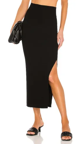 Enza Costa Silk Rib Pencil Skirt in Black