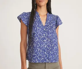 Esmé Flutter Sleeve Top - Blue Ditsy Floral